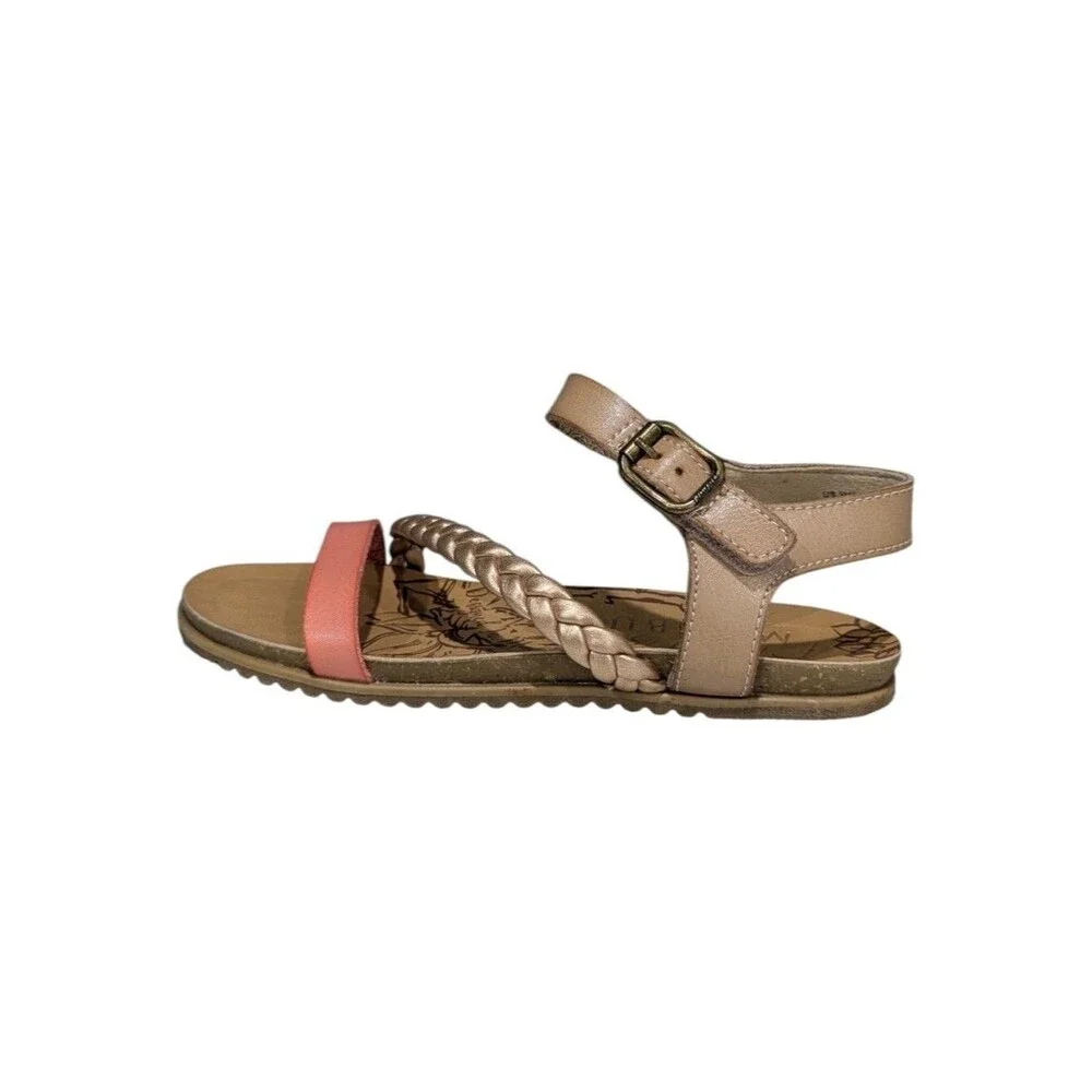 Blowfish Malibu Mylo Kids Sandal Tab Coral Gold Braided Strap Girls Size 3